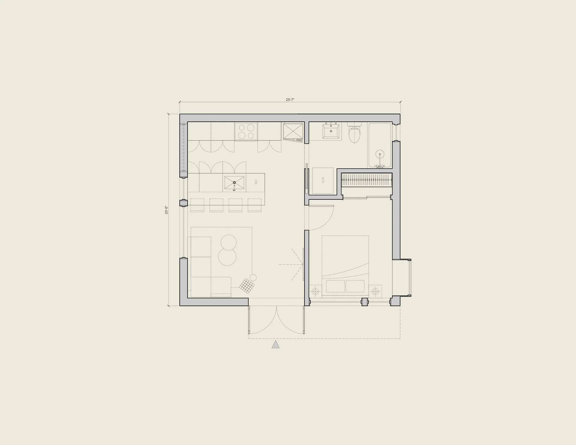 1B1B — dimensioned floor plan